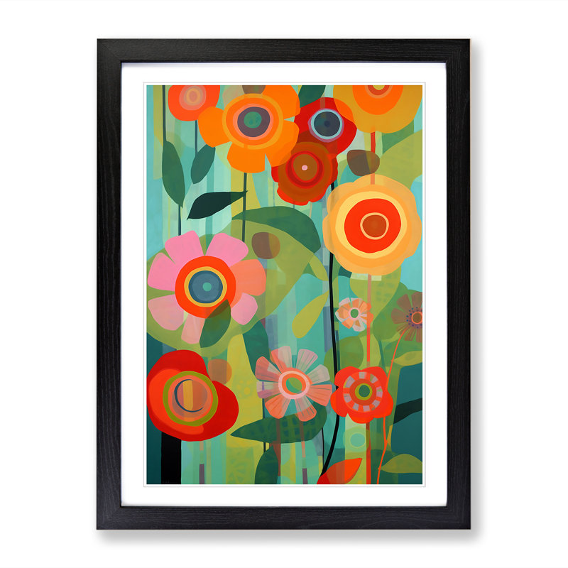 Unique Floral Art - Single Picture Frame Print, Black, 64cm H x 46cm W x 2cm D