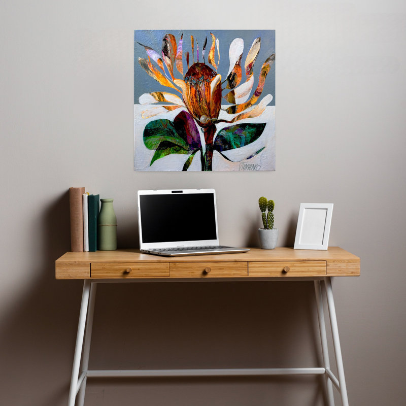 Art floral contemporain, H 18 po x l 18 po