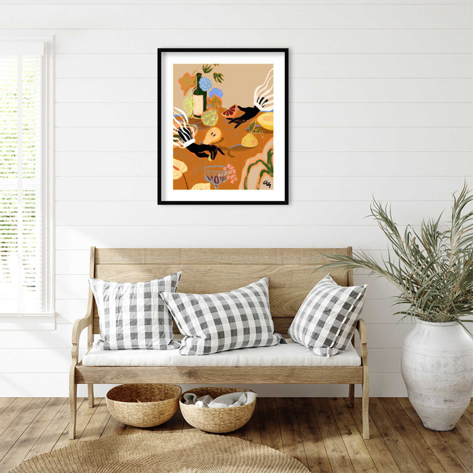 Handful of Love (Fruit) by Arty Guava Wood Framed Wall Art Print, 33" H x 28" W, Black