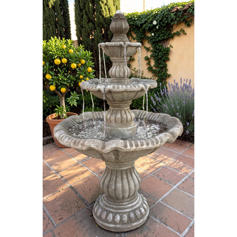 Rialto Tiered Cast Stone Fountain, Forest Brown