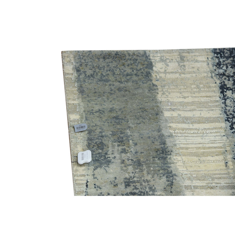 Handmade Silk and Wool Geometric Area Rug, Rectangle 9' x 12'