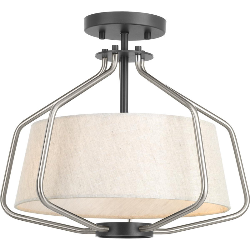 Geib Fabric Semi Flush Mount, Brushed Nickel