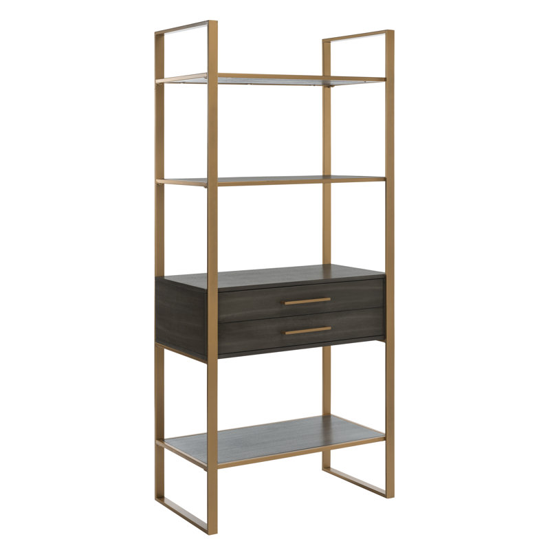 Skylar Etagere Storage Bookcase, Gold/Gray Oak