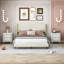 Ensemble de chambre à coucher 3 pièces avec lit plateforme tapissier et table de chevet-980309179
