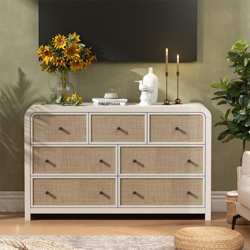 Commode 7 tiroirs Cevat, Ivoire ivoire