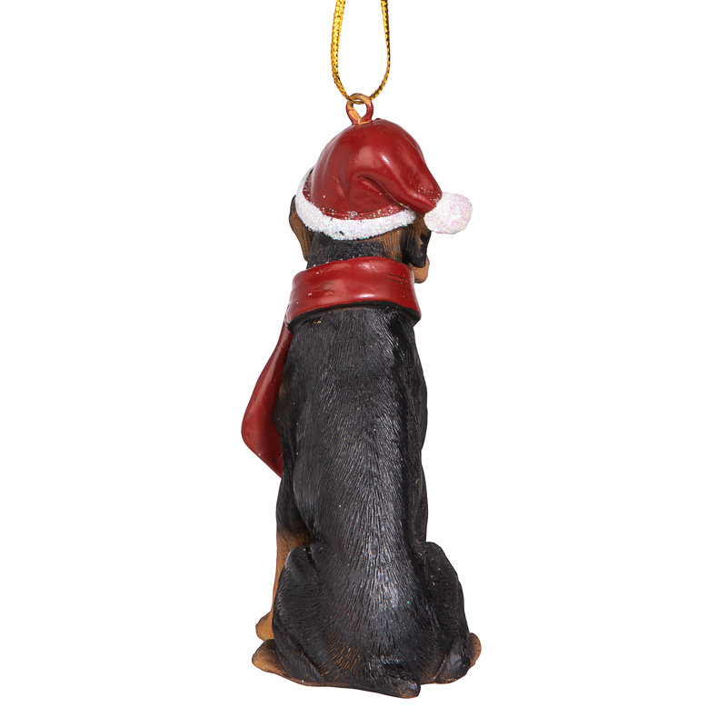 Festive Doberman Pinscher Holiday Resin Ornament with Santa Hat