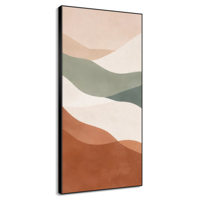 Extra Large Wall Art Fabric Print - Neutral Sage and Terracotta Flowing Abstract Landscape for Modern Living Room - "Frame Assembly Required (Unfinished Frame)"