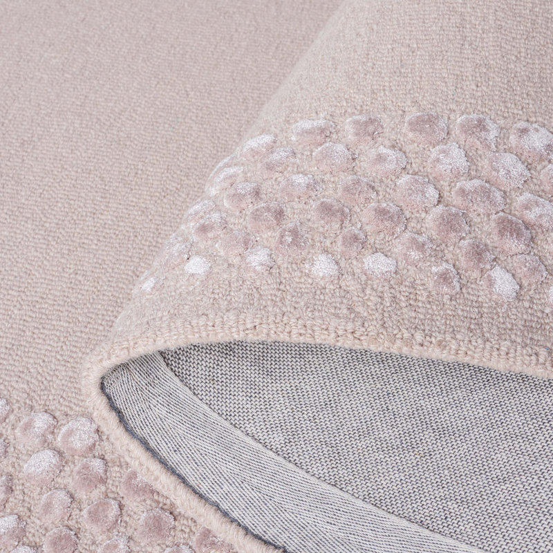 Tapis beige en laine / viscose / coton touffeté à la main Elick, Rectangle 6 pi x 9 pi