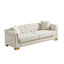 Canapé Chesterfield classique classique en velours avec accoudoirs roulés et nuages décoratifs à pampilles, parfait pour les salons et les chambres luxueux.
