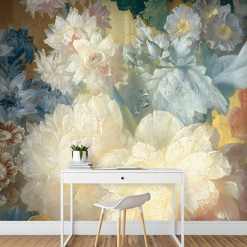 Abstract Floral Peel & Stick Floral Border, 66" L x 96" W
