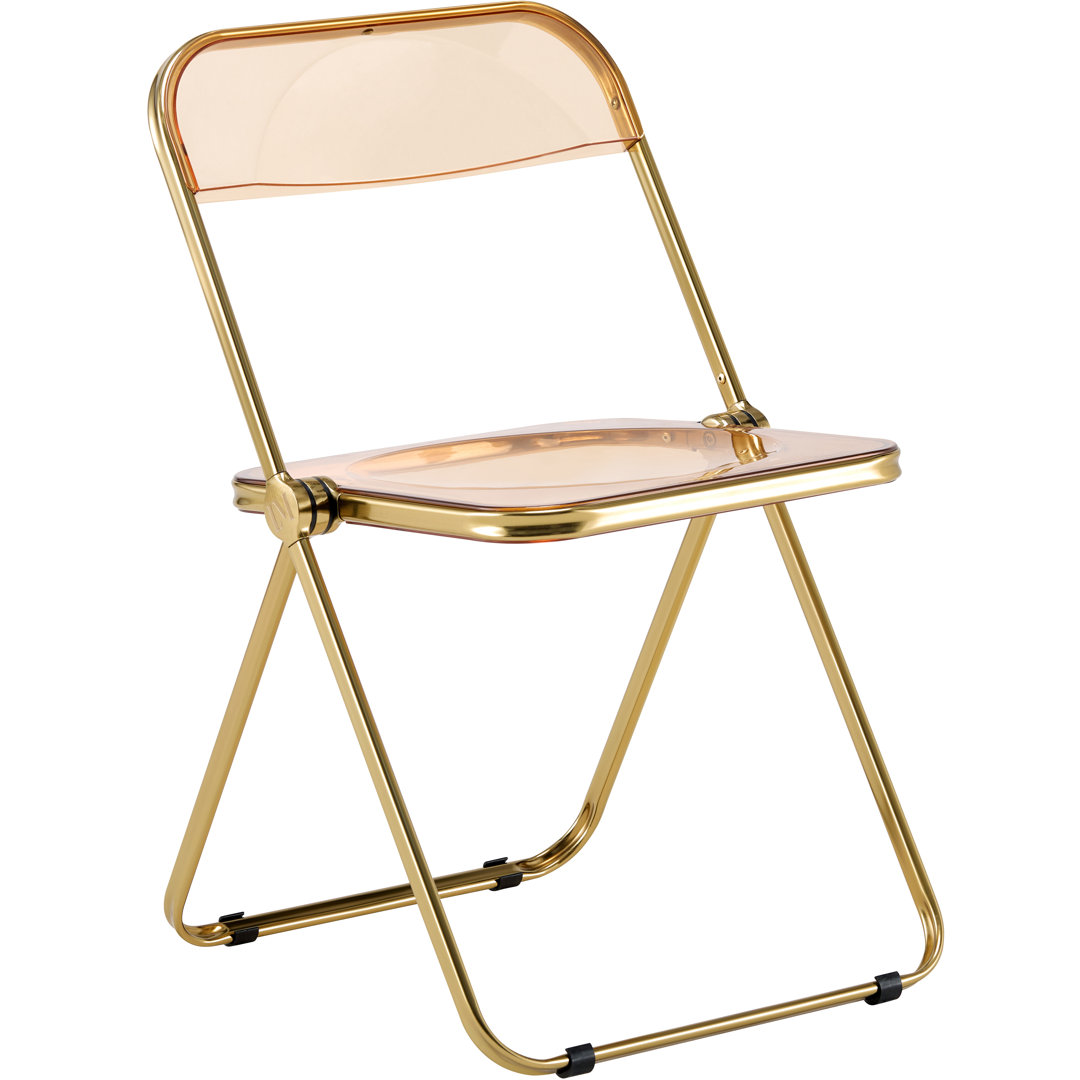 Lawrence Acrylic Folding Dining & Accent Chair – Transparent Side Chair with Gold Chrome Metal Frame, Stackable & Lightweight for Small Spaces, Events, Vanity, Office & Extra Seating LeisureMod 