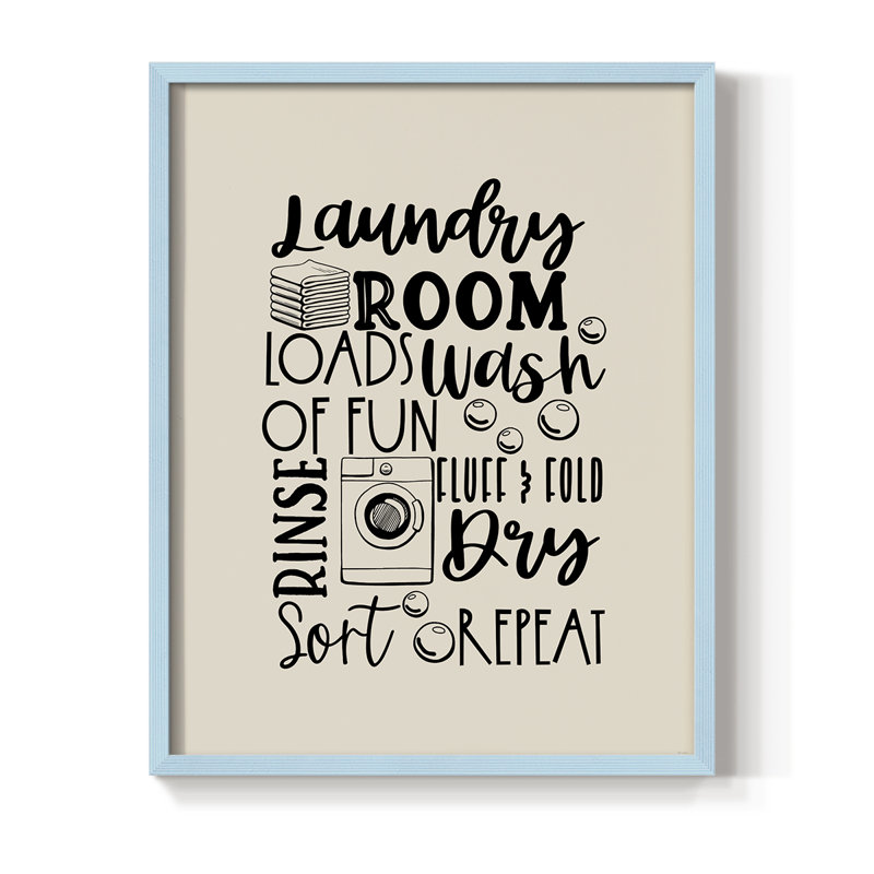 Laundry Room, reproduction encadrée - bois massif, Bleu, H 11 po x l 9 po