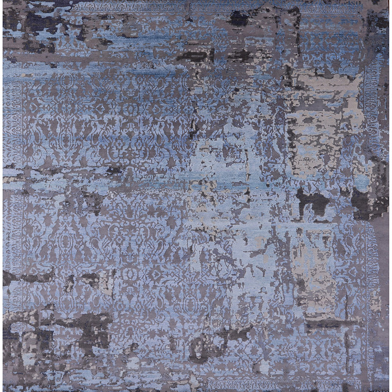Tapis bleu / gris Burkittsville, Carré 7 pi