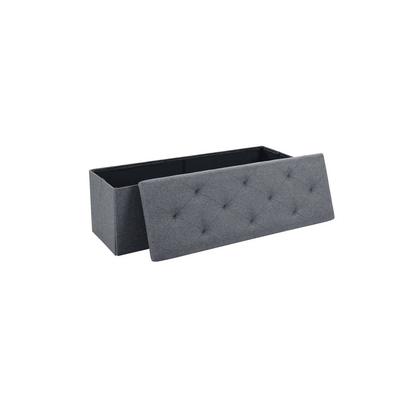 43 Inch Gray Folding Storage Ottoman Bench, 157.5l Large Capacity Storage Chest Foot Rest, Living Room Bedroom Entryway