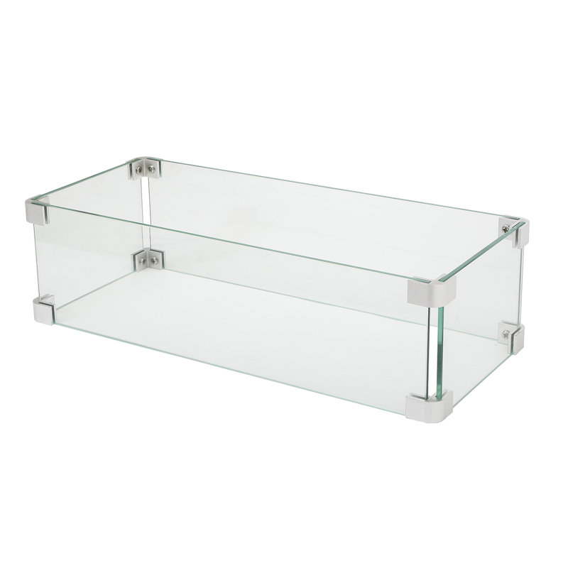 35.5'' x 9'' Rectangle Glass Fire Pit Accessory, 35.5" W x 9" D x5.5" H