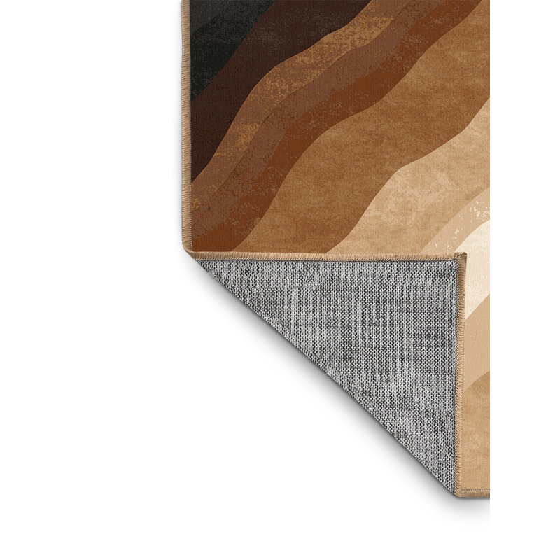 Machine Washable Pelico Queenstown Mountains Contemporary Ombre Rug in Brown – LightBrown Binding, 2x5