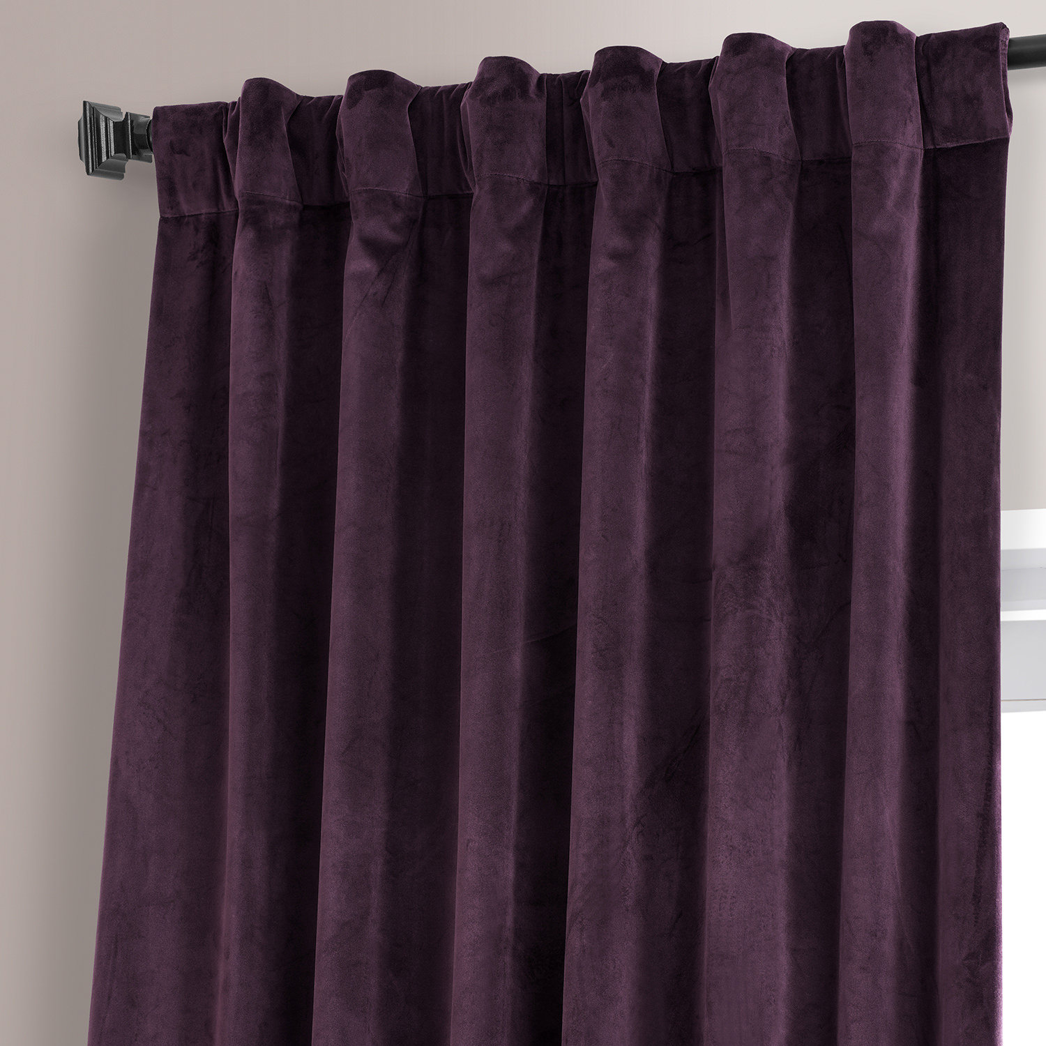 Loria Plush Velvet Blackout Curtain Panel, 50" W x 96" L, Plum Blossom