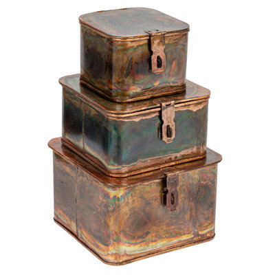Lesli Square Decorative Metal Boxes with Lid