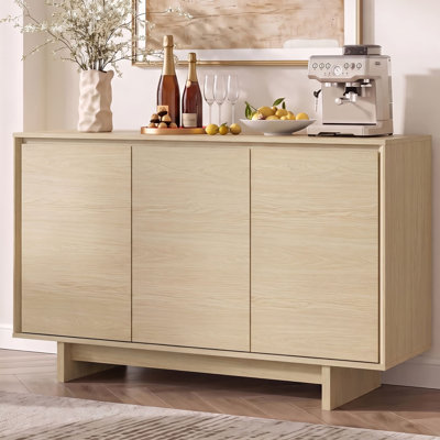  Finkel 47.2" W 3 Doors Sideboard Buffet Cabinet, Kitchen Dining Storage with Adjustable Shelves