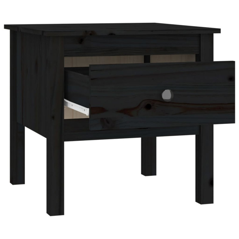 Ivet Solid Wood End Table, Black