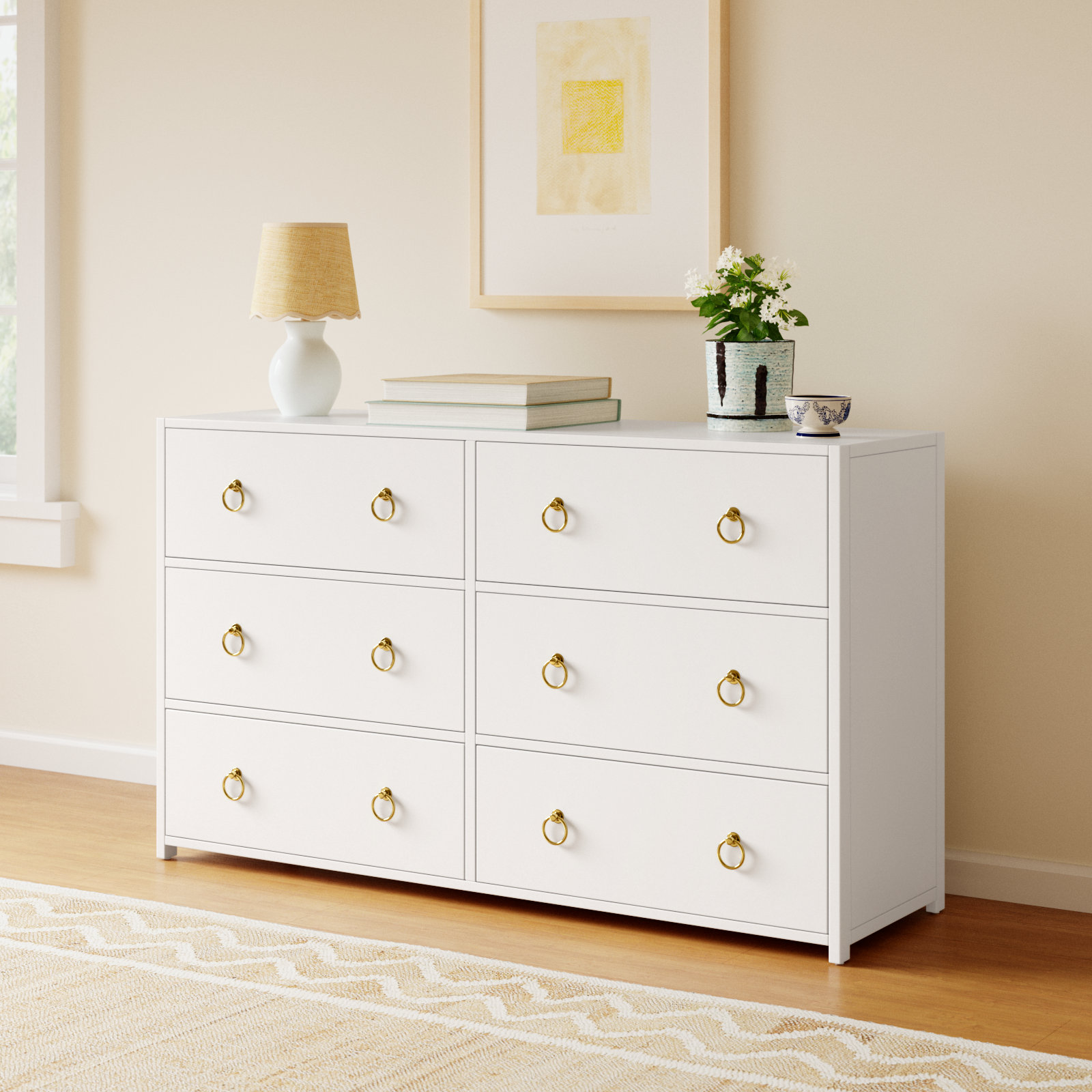 Elin 60" Acacia Dresser, White