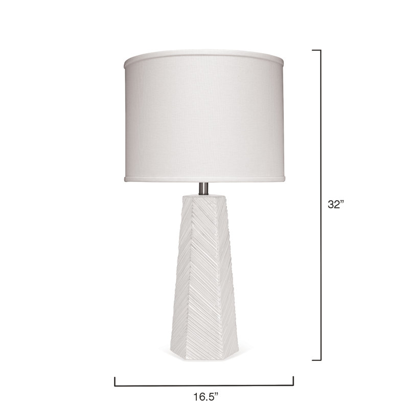 Cream Ceramic Table Lamp with Off-White Linen Shade
