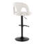 Tabouret de bar réglable en métal et tissu neige avec repose-pieds arrondi en T - ensemble de 2