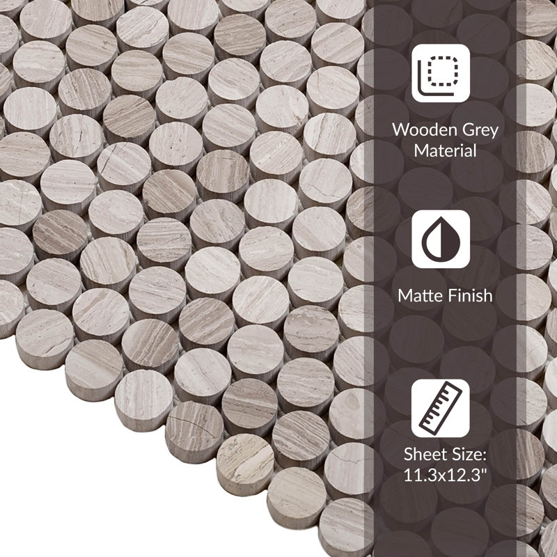 12.3" x 11.3" Wood Penny Round Mosaic Wall & Floor Tile