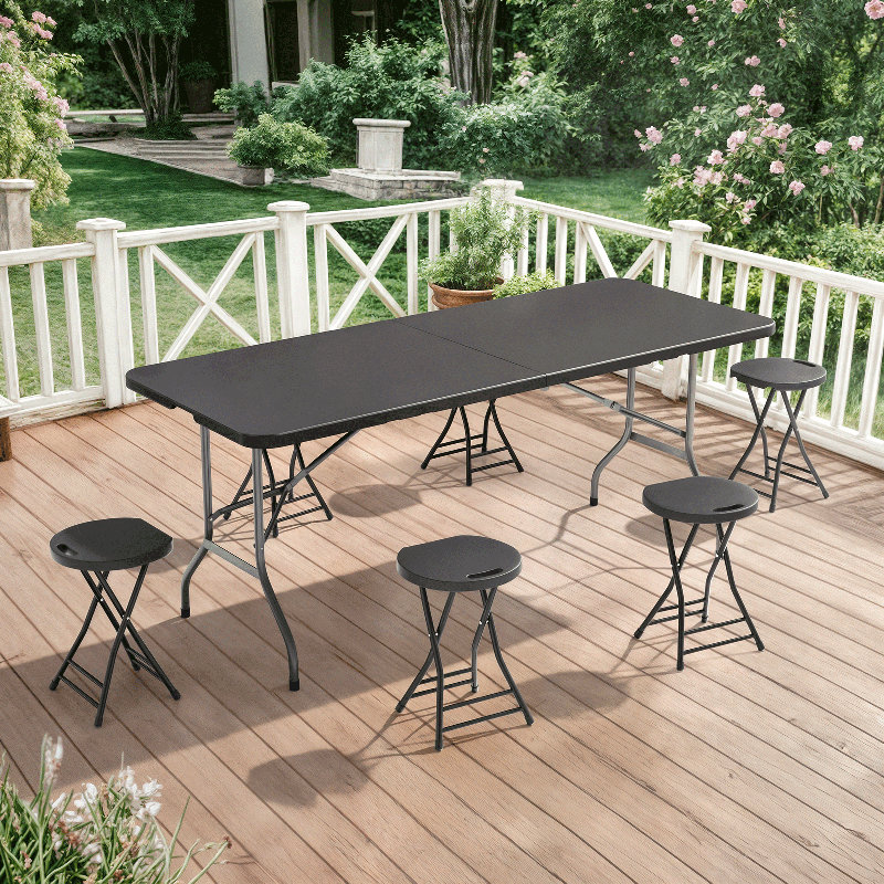 Table pliante et chaises 7 pièces 7 pi - Table de jeu avec cartes et tabourets