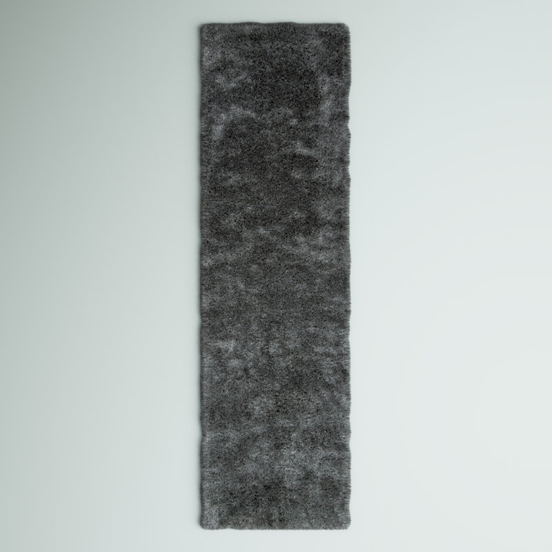 Tapis gris touffeté à la main Annike, Tapis de couloir 2 pi 3 po x 8 pi