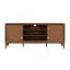 Meuble télé Mid-Century moderne avec pieds dorés et tablettes réglables