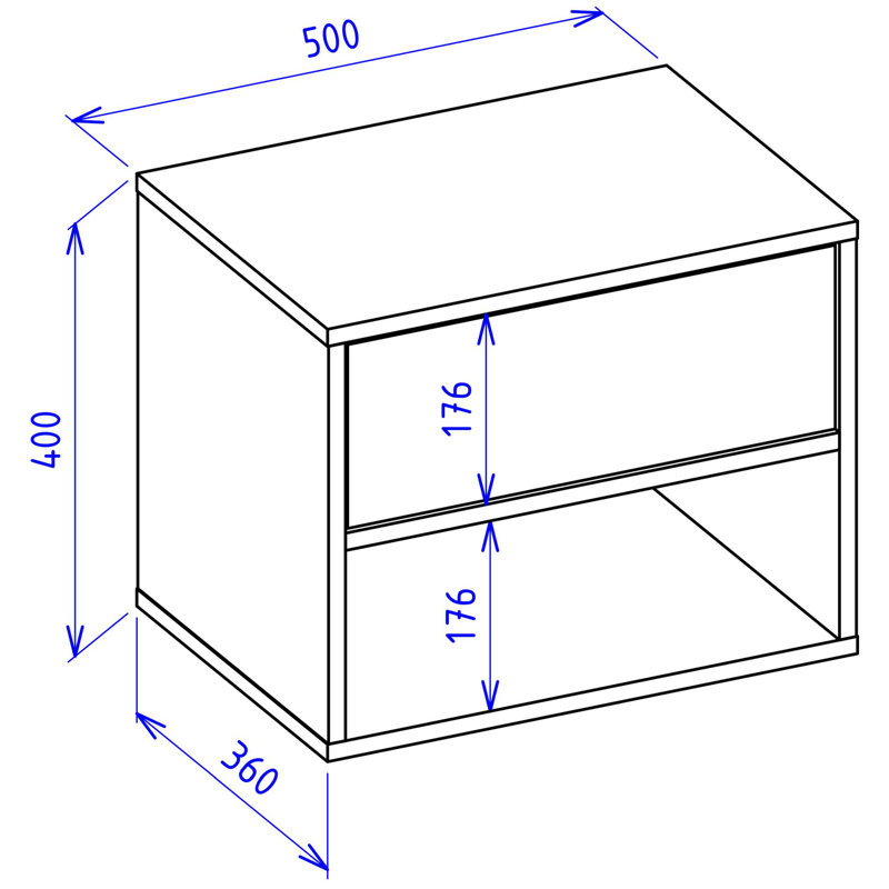 50cm W Manufactured Wood Bedside Table