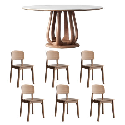 Nordic round rock plate dining table and chair set