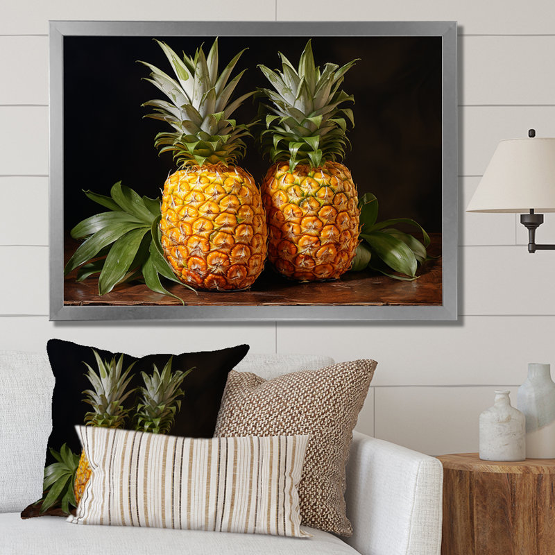 Pinapple Golden Harvest Delights, H 16 po x l 32 po x P 1 po, Cadre photo argenté