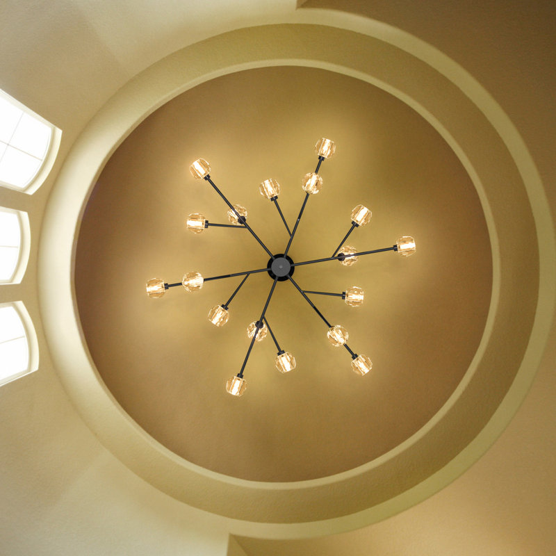 Lustre spoutnik moderne unique à 18 lumières avec ampoules DEL, Noir