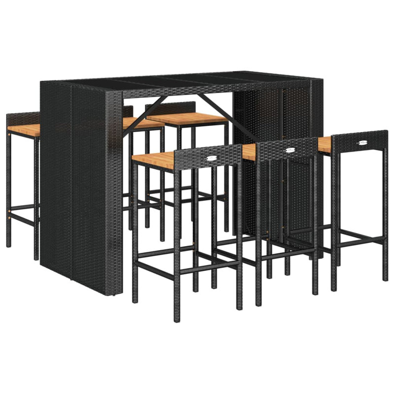 Miriyam Wicker Bar Set with Stools