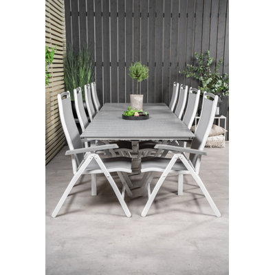 Faiyaz 8 - Person Patio Dining Set with Extendable Rectangular Table