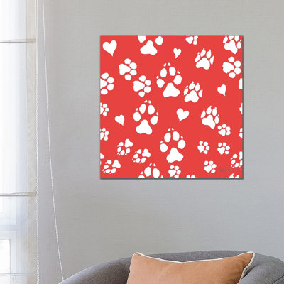 Paws Of Love Pattern IIIC by Beth Grove - Wrapped Canvas Print