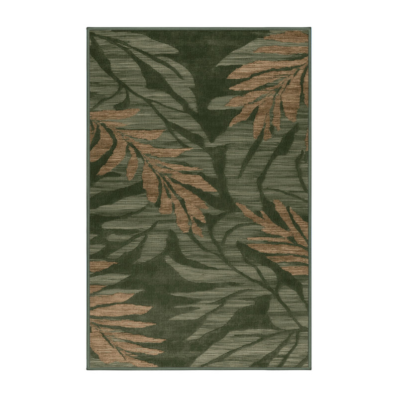 Tapis abstrait vert lavable à la machine, Tapis de couloir 2 pi x 4 pi