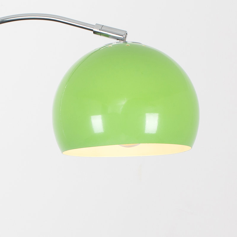 Derosier 152cm Arched Floor Lamp, Chrome, Green