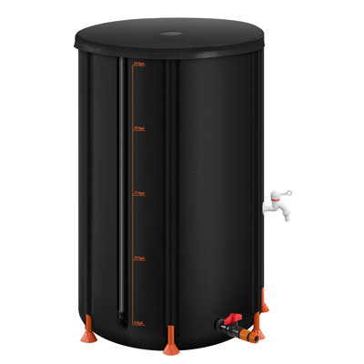 Collapsible Rain Barrel, 66 Gallon Portable Rain Water Collection Barrel, 500D PVC Rainwater Collection System, Garden Water Catcher Tank Storage Container with Spigot & Overflow Kit, Black