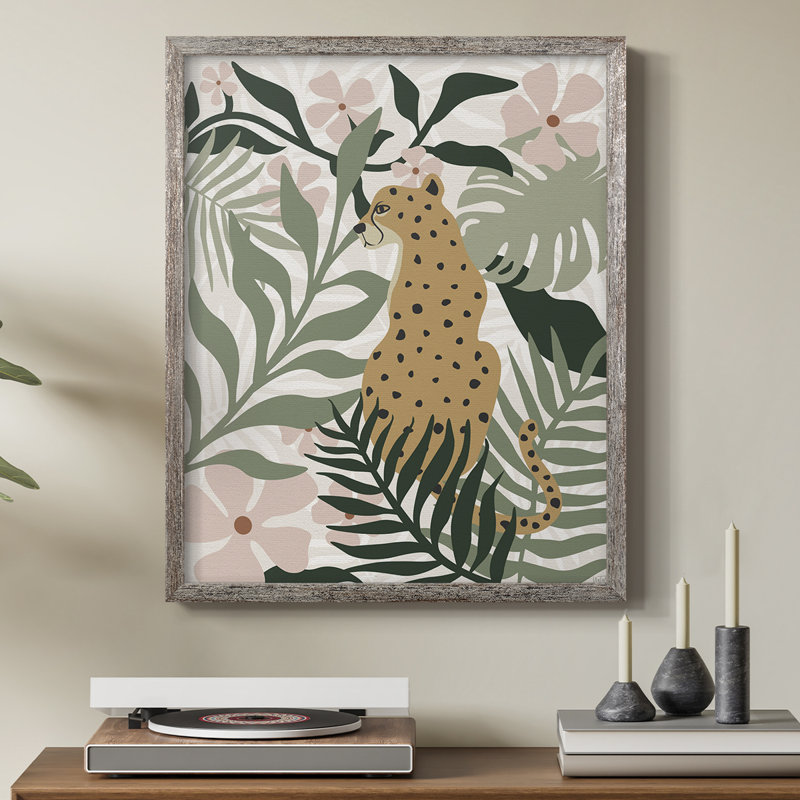 «Jungle Cat II», reproduction encadrée - bois massif