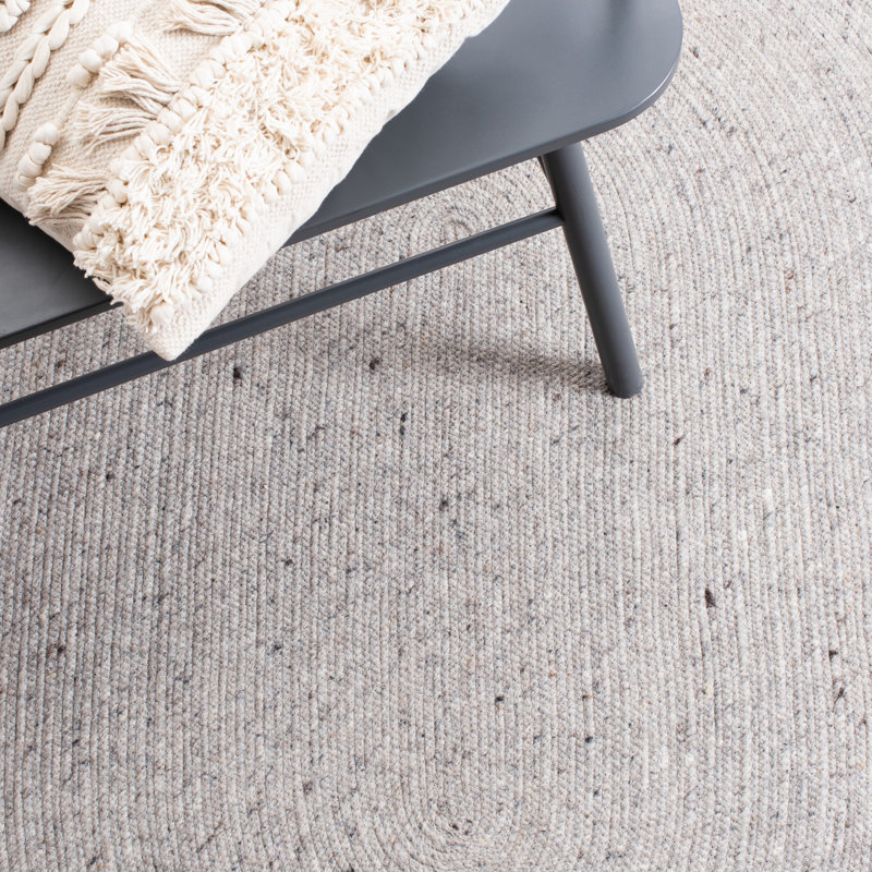 Tapis de couleur unie en coton tissé à la main Coles, Rond 5 pi