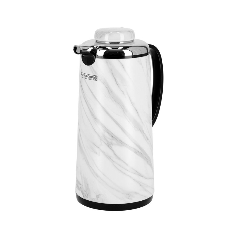 ROYALFORD Marble Finish Vacuum Flask 1900ml | Double Wall Insulated Coffee Carafe | Thermal Jug for Hot & Cold Drinks | Leak-Proof Lightweight Easy Clean Durable & Stylish Portable Flask for Daily Use