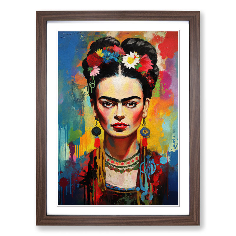 Frida Kahlo Abstract - Framed Print, Walnut Framed, 34cm H x 25cm W