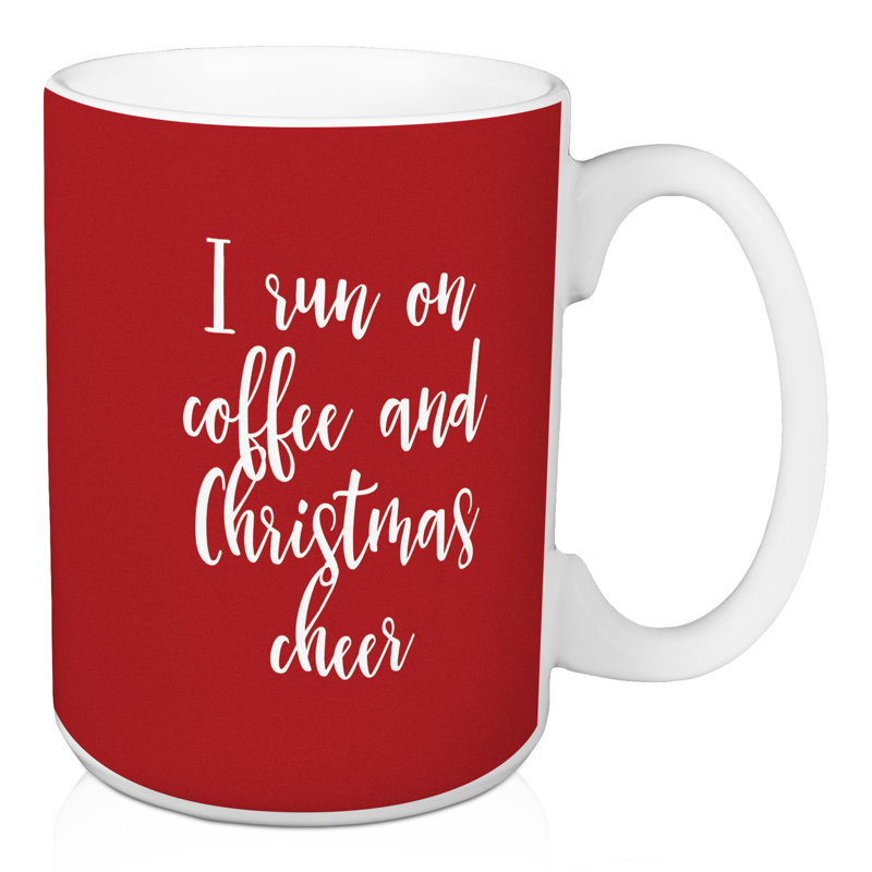 Grande tasse à café "i run on café" et noël Halloran, Rouge