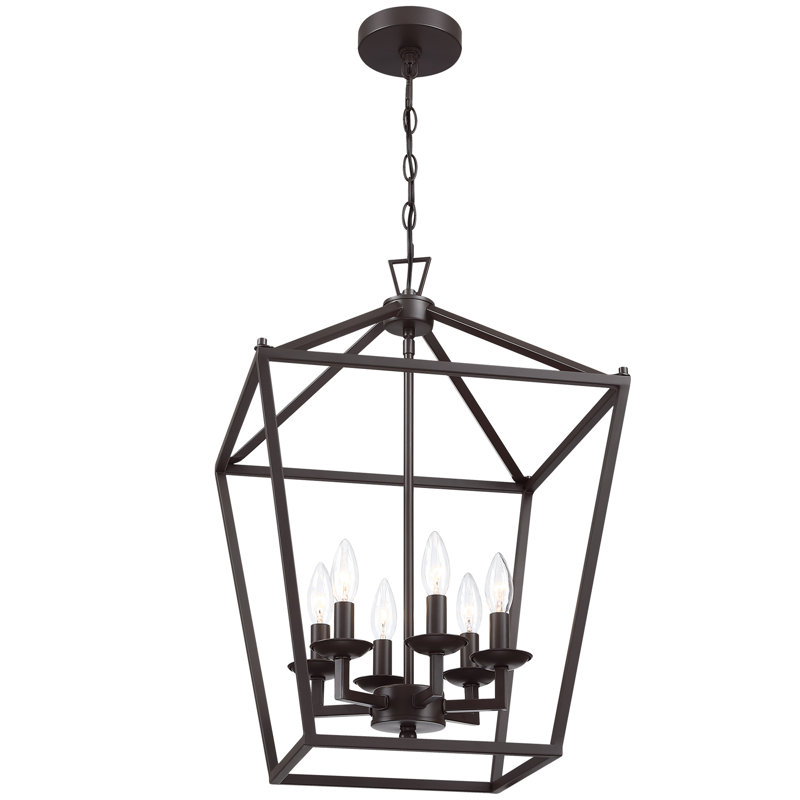 Luminaire suspendu en métal durable à 6 lumières Dobson, H 24 po x l 16 po x P 16 po, Bronze