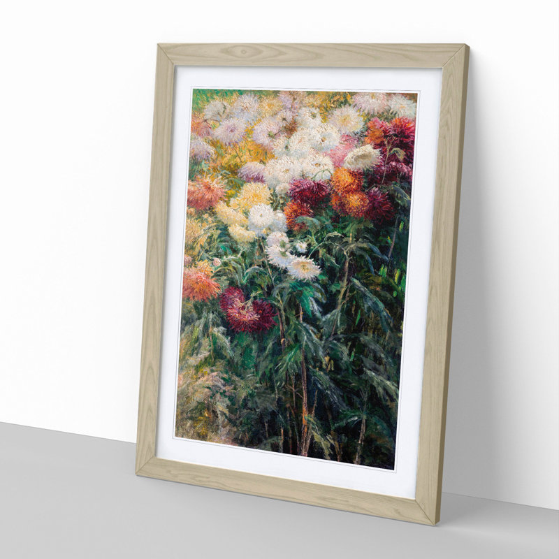 Chrysanthemums by Gustave Caillebotte - Picture Frame Painting, 65cm H x 48cm W x 2cm D, Oak Framed