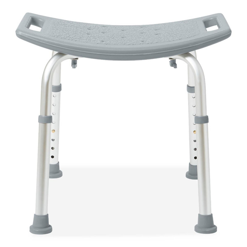 Adjustable Height Gray Plastic Backless Shower Chair