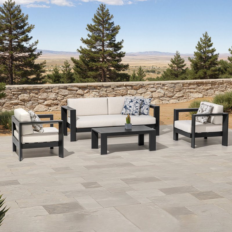 7 Piece Complete Patio Set , Black